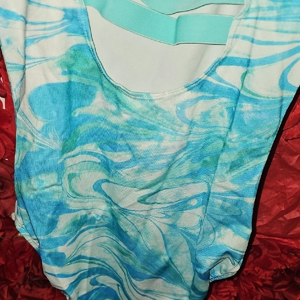Justice Girls Swirled Blue and White Leotard Size 12